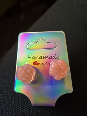 Glitter Paw Stud Earrings | Handmade Animal Jewelry | Pink Resin Gift Ready 037